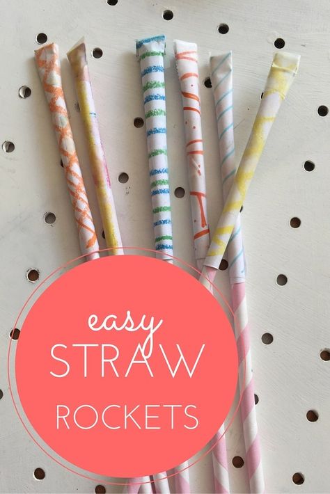 How to make straw rockets Paper Rockets With Straws, Straw Rockets, Straw Rocket, Rocket Template, Makers Space, Paper Rockets, Babysitting Crafts, Diy Straw, Steam Ideas