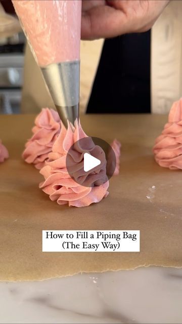 How To Put Piping Tip On Bag, How To Set Up Piping Bag, Icing Bag Tips, How To Fill A Piping Bag Video, Pipping Bag Technique, Icing Bags Diy How To Make, How To Fill Piping Bag, How To Make A Piping Bag, How To Use Frosting Tips Piping Bag