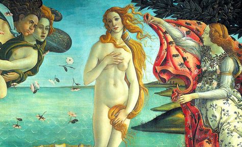 Close-up view of Venus in Botticelli's 'Birth of Venus.' Photo: Wikimedia. Famous Paintings Michelangelo, Famous Art Paintings, Birth Of Venus, Sandro Botticelli, Uffizi Gallery, Art Parody, William Turner, Art Classique, The Embrace