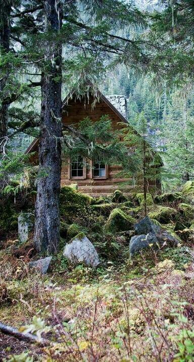 mountain cabin Little Cabin In The Woods, Chalet Design, Cottage Cabin, Cabin Living, Little Cabin, Log Cabin Homes, Lake Cabins, Cabin In The Woods, Cabins And Cottages