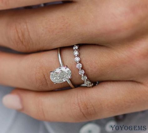 Moissanite Bridal Set Engagement Ring Solid 14k White Solid 😂 White Gold Oval Engagement Ring, Oval Engagement Ring White Gold, White Gold Wedding Ring Set, Oval Solitaire Engagement Ring, Jewelry Certificate, Moissanite Bridal Sets, Future Engagement Rings, Oval Diamond Engagement, Simple Engagement Rings