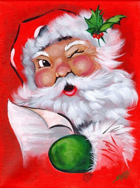 Easy Vintage Santa Beginners Christmas Acrylic Tutorial Step By Step | The Art Sherpa | The Art Sherpa Painting A Santa Face, Easy Santa Painting On Wood, Christmas Art Painting Acrylic Santa, Diy Santa Paintings On Canvas, Santa Face Painting, How To Paint Santa Face Step By Step, Santa Eyes Painting, Santa Paintings On Canvas Easy, How To Paint Santa