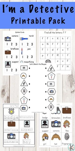 FREE Detective Printable Pack - help kids practice  math and literacy  skills with this fun spy themed educational worksheets for preschool, kindergarten and first grade kids #worksheetsforkids #kindergarten #preschool Detective Stem Activities, Detective Activities For Preschool, Detective Crafts For Kids, Detective Crafts, Detective Activity, Detective Themed Classroom, Spy Activities, Spy School, Spy Kit