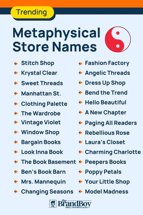 Metaphysical Store Names Astrology Business, Store Names Ideas, Shop Name Ideas, Next Brand, Metaphysical Store, Catchy Names, Metaphysical Shop, Bargain Books, Stitch Shop