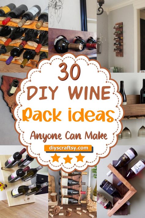 30 DIY Wine Rack Ideas Anyone Can Make Diy Small Wine Rack, Wooden Wine Racks Ideas, Diy Countertop Wine Rack, Wine Rack With Shelves, Small Wine Storage Ideas, Easy Diy Wine Rack, Diy Wooden Wine Rack, Diy Hanging Wine Rack, Diy Wine Wall Rack