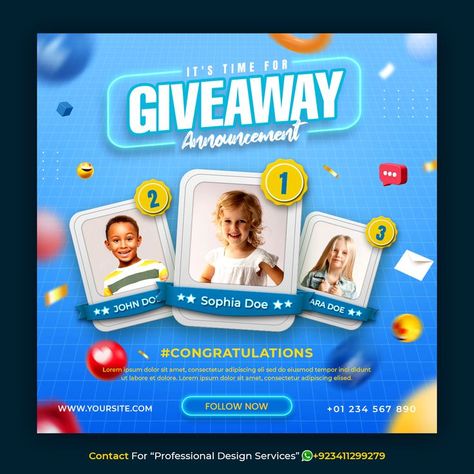 Social Media Giveaway Post Design, Competition Social Media Design, Reward Poster Design, Giveaway Social Media Design, Best Social Media Design, Giveaway Winner Graphic, Giveaway Creative Ads, Giveaway Flyer Design, Promotion Social Media Design