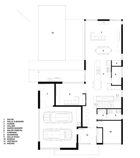 Mid Century Modern House Plans, Plan Chalet, One Storey House, Create Floor Plan, Modern Floor Plans, Garage Floor Plans, House Floor Design, Vintage House Plans, Architectural Floor Plans