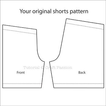 Tutorial: Altering Sewing Patterns - Shorts Length | Free Pattern & Tutorial at CraftPassion.com Elastic Shorts Pattern, Soft Shorts Pattern, Sleeping Shorts Pattern, Diy Shorts Pattern Free Sewing, Short Patterns Sewing Free, Shorts Sewing Pattern Free, Free Shorts Sewing Pattern, Toddler Shorts Pattern, Boy Shorts Pattern