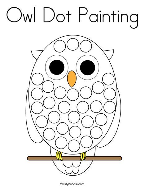 Owl Dot Painting Coloring Page - Twisty Noodle Owl Crafts Preschool, Owl Preschool, Owl Activities, Prek Crafts, Twisty Noodle, Owl Coloring Pages, Do A Dot, Owl Theme, Fall Preschool