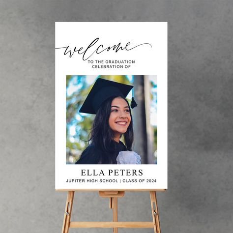 PRICES MAY VARY. Celebrate graduation with this plastic welcome graduation sign! The perfect decoration for your graduation, from the diploma ceremony to the celebration party. Multiple size options Weatherproof & fade-resistant, 4 mm corrugated plastic There are 3 types of accessories for you to easily install and adjust to all types of party styles. If you have any questions about customization or the order received, please contact us to receive a satisfactory solution; replacement or refund. Celebrate graduation with this plastic welcome graduation sign! The perfect decoration for your graduation, from the diploma ceremony to the celebration party.  Made of sturdy and durable plastic, sized enough to stand out at your graduation event. With a simple yet sophisticated design, it will mak Immagini Grinch, Graduation Party Welcome Sign, Graduation Party Signs, Congratulations Banner, Welcome Photos, Party Fotos, Party Welcome Sign, Graduation Signs, Graduation Photo