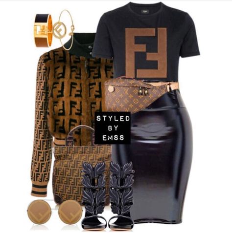 Styled By Emss on Instagram: “✨ ladies are we over the whole @fendi monogram trend✨ • • • #styledbyemss #fendi #monogram #ootd #fashion #fashionista #fashiongram…” Fendi Outfits Women, Fendi Clothing, Mode Glamour, Mode Ootd, Cute Swag Outfits, Swag Outfits, Mode Outfits, Moda Casual, Giuseppe Zanotti