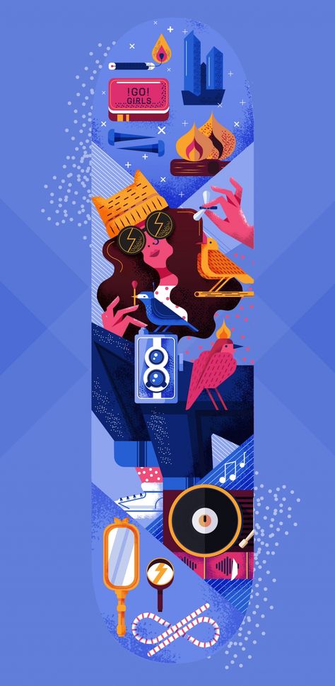 Maite Franchi, Skateboard Art Design, Modern Colonial, Skateboard Design, Illustration Agency, Insta Post, Skateboard Art, Flat Illustration, Editorial Illustration