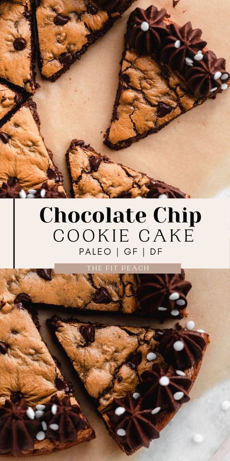 Gluten Free Dairy Free Cookie Cake, Gf Cookie Cake, Gluten Free Chocolate Chip Cookie Cake, Dairy Free Cookie Cake, Gluten Free Cookie Cake Recipe, Gluten Free Cookie Cake, Vegan Cookie Cake, Homemade Cookie Cakes, Creamy Chocolate Frosting