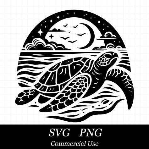 Sea Turtle Svg, Svg Stars, Turtle Svg, Cricut Projects Easy, Moon Svg, Beach Svg, Projets Cricut, Image Svg, Svg Summer