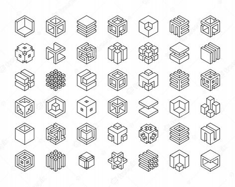 Cube Model, Cubes Architecture, Isometric Cube, Geometric Shapes Drawing, Cube Logo, Lotus Flower Logo, Geometric Box, Esoteric Symbols, Jewelry Logo Design