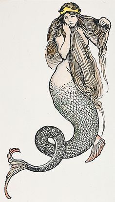 Vintage Mermaid Art, Vintage Mermaid Tattoo, Japanese Mermaid, Retro Mermaid, American Traditional Tattoo Ideas, Traditional Tattoo Ideas, Mermaid Illustration, Arte Peculiar, Myths And Legends