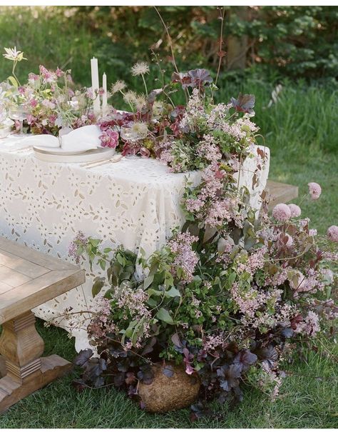 Floral Runner, Lilac Wedding, Spring Wedding Inspiration, Floral Table Runner, Outdoor Display, Spring Wedding Flowers, Wedding Inspiration Fall, Wedding Tablescapes, Sweetheart Table