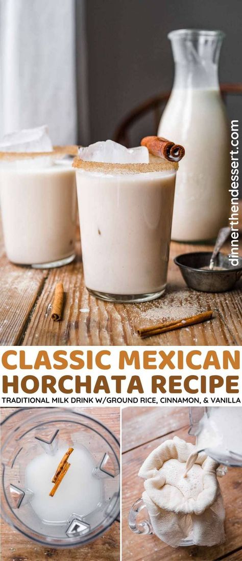 Horchata Recipe Mexican, Rice Cinnamon, Horchata Drink, Mexican Drink Recipes, Mexican Horchata, Homemade Horchata, Horchata Recipe, Cinnamon Drink, Mexican Drinks