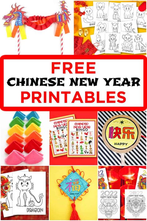 Turn up the fun at your Chinese New Year Celebrations with our easy crafts for kids and free printable Chinese New Year Printables. Some of the fun printables include a dragon puppet, a lucky red envelope, and lots of Chinese New Year coloring pages. Chinese New Year Printables, Chinese New Year Kids, News Years Crafts For Kids, Easy Craft Ideas For Kids, Chinese New Year Traditions, New Year Printables, Chinese New Year Crafts For Kids, Chinese New Year Activities, New Year Coloring Pages