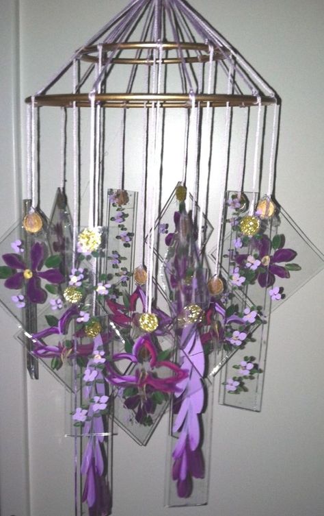 Japanese Chinese Glass Wind Chime windchimes Vintage style VIOLET | Home & Garden, Yard, Garden & Outdoor Living, Garden Décor | eBay! Homemade Wind Chimes, Crochet Chair, Art Glass Pumpkin, Carillons Diy, Glass Art Installation, Wind Chimes For Sale, Japanese Wind Chimes, Wind Chimes Sound, Wind Chime Parts