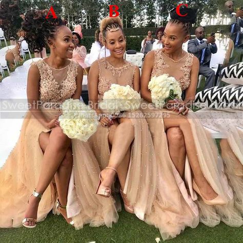 Dark Champagne Tulle Bridesmaid Dresses Luxury Pearls Beads Appliques A Line Sheer Neck Women Long Wedding Party Dress For Women How To Dress For A Wedding, Tulle Bridesmaid, Tulle Bridesmaid Dress, Yellow Daffodils, Cheap Bridesmaid, Cheap Bridesmaid Dresses, Jewel Neckline, Tulle Lace, Beaded Lace