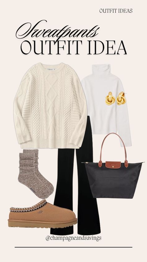 What to Wear With Sweatpants for Stylish Girlies (2025) — Champagne & Savings What To Wear To Soccer Game, Dressing Up Sweatpants, Dress Up Sweatpants, What To Wear With Sweatpants, Outfit Ideas Sweatpants, Styling Sweatpants, Polished Outfits, Sweatpants Outfit Ideas, Sweatpants And Sweater