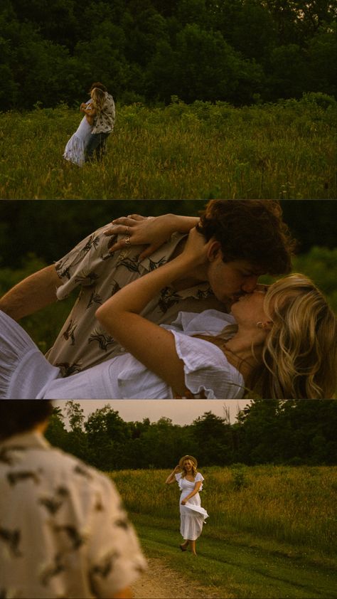 Vintage Couples Aesthetic, Couples Professional Photoshoot, Fairy Engagement Photos, Engagement Photos Cottagecore, Couple Film Aesthetic, The Notebook Inspired Photoshoot, Couple Park Photoshoot, Cottage Couple Photos, Cinematic Couples Photography