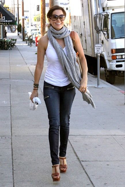 yves-saint-laurent-and-yves-saint-laurent-tribute-platform-sandals-gallery-6 Saint Laurent Tribute Sandal, Brooke Burke, Sandals Outfit, Joes Jeans, West Hollywood, Plaid Scarf, Platform Sandals, I Saw, Hair Salon