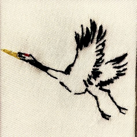 I just finished this tiny hand embroidered flying crane. It's in a silver 4"x4" Asian themed tabletop frame. Cranes are known to represent happiness and good luck. So good luck and good fortune to anyone who sees this 🏯 😊 https://redmusethreadart.etsy.com/listing/1717601876/hand-embroidered-flying-crane-in-a-4x4 Crane Embroidery, Flying Crane, Embroidery On Clothes, Tiny Hand, Good Fortune, Good Luck, Hand Embroidered, Embroidery, Frame