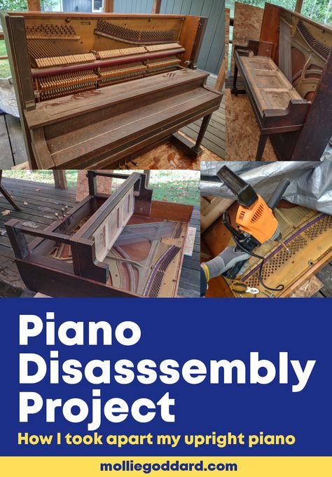 How To Disassemble A Piano, Piano Parts Repurposed Art, Old Upright Piano Repurposed, Upcycle Piano Repurposed, Repurpose Piano Keys, What To Do With An Old Piano, Piano Desk Repurposed, Repurposed Upright Piano, Repurposed Piano Parts