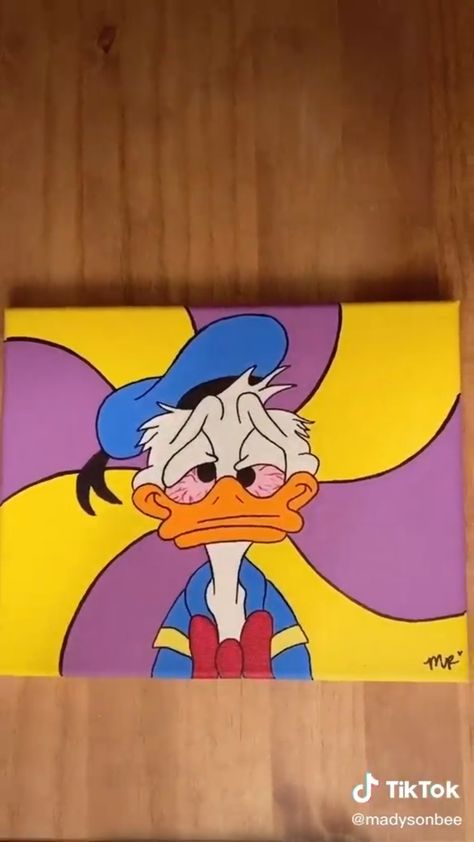 Painted Cartoon Characters, Random Canvas Painting Ideas, Thick Line Art Style, Acrylic Painting Canvas Cartoon, Painting Ideas High Cartoons, Cartoon Easy Paintings, Funny Acrylic Painting Ideas, Canvas Templates Painting, Painting Ideas On Canvas High Cartoons