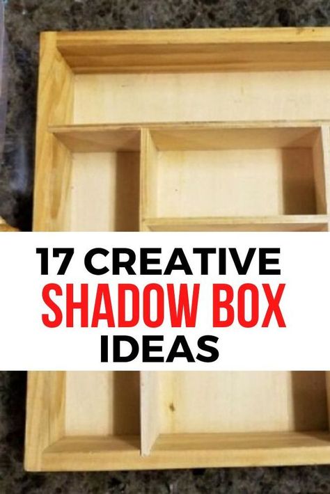 If you're looking for a creative homemade gift idea for boyfriend, friends or mom then check out these creative shadow box displays. Perfect as wedding, baby or graduation gifts as well, these unique ideas make for great home decor projects on a budget, you can even learn how to make a shadowbox from old drawers. #diy #shadowbox #ideas Diy Shadow Box Shelves, Configuration Boxes Diy, Wood Frame Artwork, Ideas For Shadow Boxes, Easy Diy Shadow Box Ideas, Shadow Box Frames Ideas Creative, Large Shadow Box Ideas, Shadow Box Picture Ideas, Diy Wedding Frame Gift