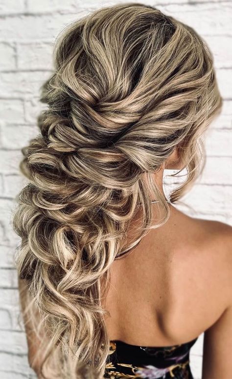 glamorous braids, wedding hairstyle, bridal braids, dutch braid updo, fishtail braid crown, boho braids, braided updo brides, wedding hairstyle braids Fishtail Wedding Hair, Curly Hairstyles With Braids, Braids For Wedding, Braid Hacks, Ideas For Fine Hair, Side Braid With Curls, Boho Bridesmaid Hair, Mermaid Braids, Dutch Braid Updo