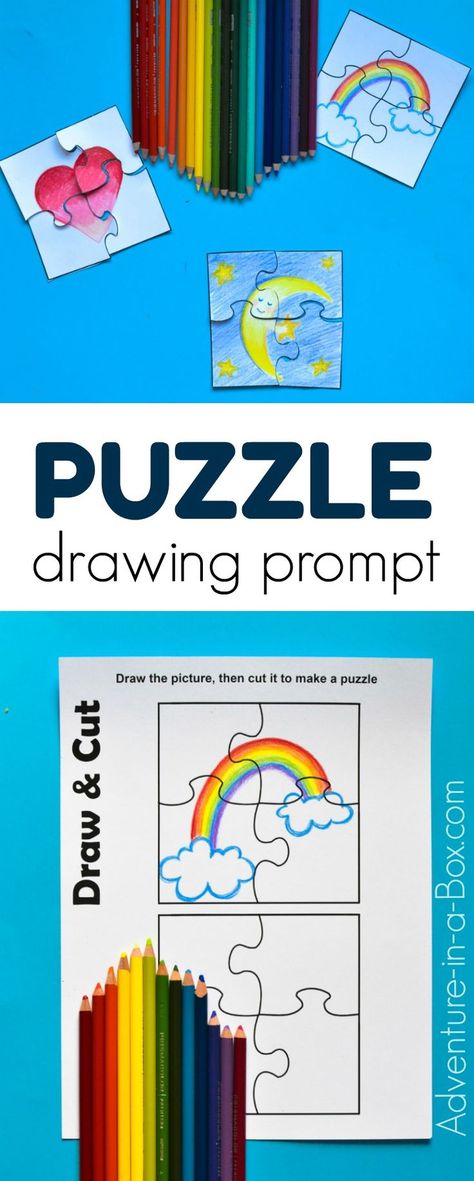 Draw, cut and create a puzzle of your own! With this free printable puzzle template, kids can make as many DIY puzzles as they want. Making A Puzzle, Create A Puzzle, Kids Gratitude Journal, Puzzle Drawing, Kindergarten Spring, Create Your Own Puzzle, Free Printable Puzzles, Puzzle Template, Make Your Own Puzzle