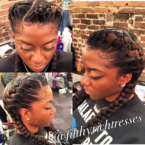 Two Goddess Braids, Different Braid Hairstyles, Hairstyle Black Women, Goddess Braid Styles, Braids Hairstyles For Black Women, Different Braids, Goddess Braids Hairstyles, Two Braids, Braided Hairstyles For Black Women