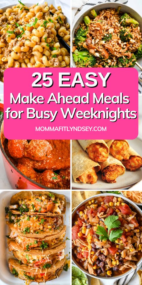 Healthy make-ahead meals make busy weeknights a breeze! Here are 25 healthy make-ahead meals that your family will love - many of them are freezer meals you can meal prep ahead of time! Easy Weeknight Meal Prep, Healthy Meal Prep Family Of 4, Easy Meal Prep Dinners Families, Prep Ahead Healthy Dinners, Easy Prep Ahead Lunches, Meal Prep Healthy Family Dinners, Make Ahead Family Dinners Healthy, Make Ahead Of Time Meals, Prep Ahead Family Dinners