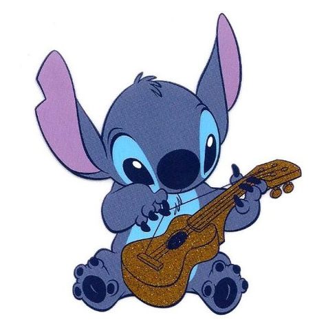 stitch Stitch With Guitar, Ukulele Tattoo, Stitch Guitar, Disney Ukulele, Musical Characters, Painted Ukulele, Uke Songs, Stitch Tattoo, Birthday Designs