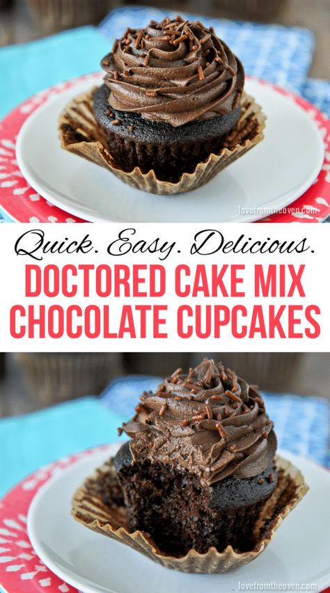 Boxed Cupcakes Better, Box Cupcakes Better, Doctored Cake Mix Recipes, Chocolate Box Cake, Chocolate Cake Mix Recipes, Recipes Cupcakes, Cake Mix Doctor, Cake Mix Cupcakes, Cupcakes Vanilla