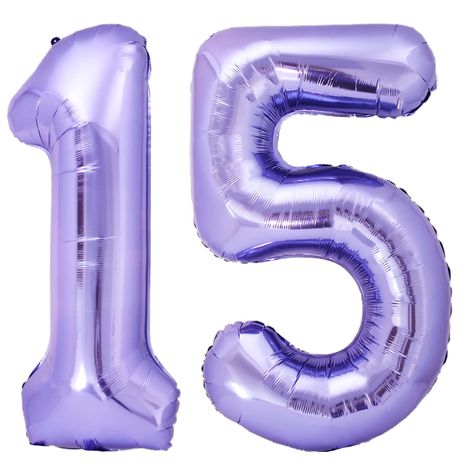 PRICES MAY VARY. 🎈 Package Included: 40 inch Purple Number 15 Balloon(deflated) +1 Straw+1 Ribbon. 🎈 Perfect for Many Occasions: This Purple number balloon is perfect for children's and adult birthday celebrations, wedding anniversaries, graduation ceremonies, New Year's Eve, special events or party celebrations. Add a great impact to your decoration with this mylar foil big balloon number. Make great photo booth props. 🎈 Multiple Combinations: Combining number balloons with other different f 15 Year Anniversary Party, Purple Birthday Party Theme, Purple Birthday Party Decorations, 15th Birthday Decorations, Balloon Helium, 15th Birthday Party Ideas, Purple Birthday Party, Balloons For Birthday, 15 Year Anniversary