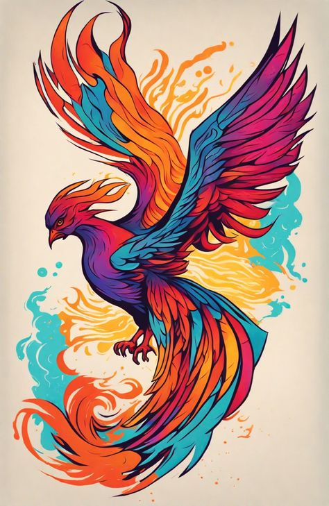 Bird Graffiti Art, Easy Phoenix Drawing, Ibong Adarna Picture, Phenix Birds Drawing, Neo Traditional Phoenix Tattoo, Ibong Adarna Drawing, Phoenix Art Drawing, Flying Phoenix Tattoo, Phoenix Flying