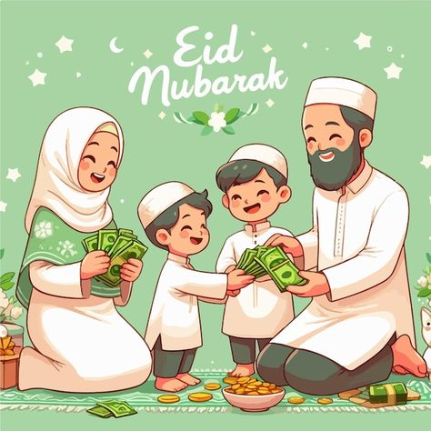 Eid Cartoon Images, Muslim Stickers, Wedding Couple Cartoon, Eid Card, Eid Card Designs, School Images, Eid Cards, Business Card Design Creative, Cover Photo Quotes