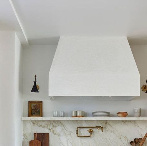 Plaster Hood Fan Kitchen, Plaster Hood Vents Kitchen, Dark Olive Paint, Hood Fan Kitchen, Tadelakt Plaster, Olive Paint, Plaster Hood, Soapstone Sink, Arizona Ranch