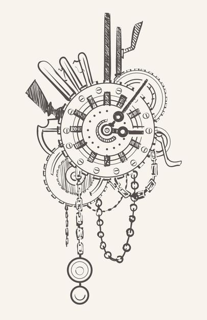 Watch Gears Drawing, Gears Drawing Sketch, Steampunk Clock Drawing, Steampunk Art Gears, Steampunk Gears Drawing, Clock Gears Drawing, Cogs And Gears Aesthetic, Mechanical Gears Drawing, Steampunk Drawing Ideas