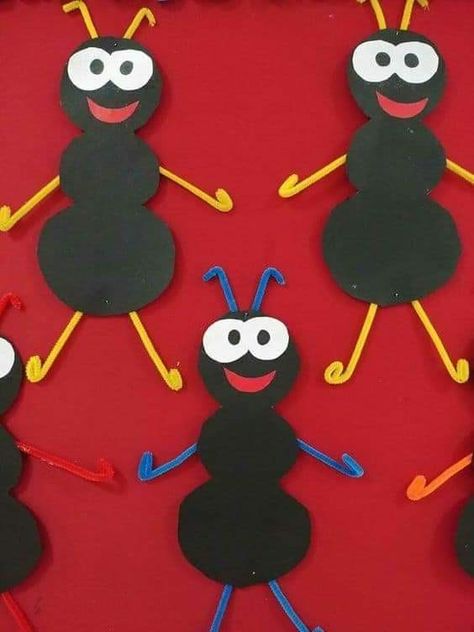 Animal Crafts Preschool, Ant Crafts, Insect Crafts, Animal Art Projects, Bug Crafts, Art N Craft, Paper Crafts For Kids, Construction Paper, Preschool Art