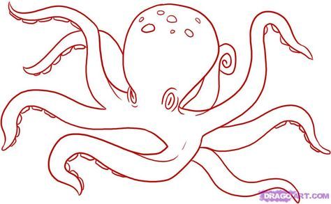 How to Draw an Octopus Stylized Octopus, Easy Octopus Drawing, Octopus Art Drawing, Draw An Octopus, Octopus Outline, Springtime Art, Sealife Art, Art Octopus, Octopus Drawing