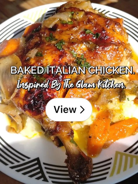 Italian Chicken In Oven, Baked Italian Chicken, Italian Chicken Breast, Italian Baked Chicken, Roasted Chicken Legs, Leg Quarters, Italian Chicken Recipes, Glam Kitchen, Chicken Leg Recipes