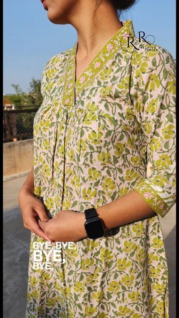 Collar V Neck Kurti, Pleated Kurti Designs, V Neck Kurti, V Collar Neck, V Neck Kurti Design, Pleated Kurti, Collar Kurti Design, Salwar Design, Collar Kurti