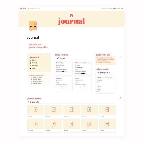 Journaling Notion Template About Me Notion, Notion Diary Template, Notion Diary, Notion Daily Journal, Notion Website, Notion Tracker, Notion Inspiration, Notion Inspo, Notion Ideas