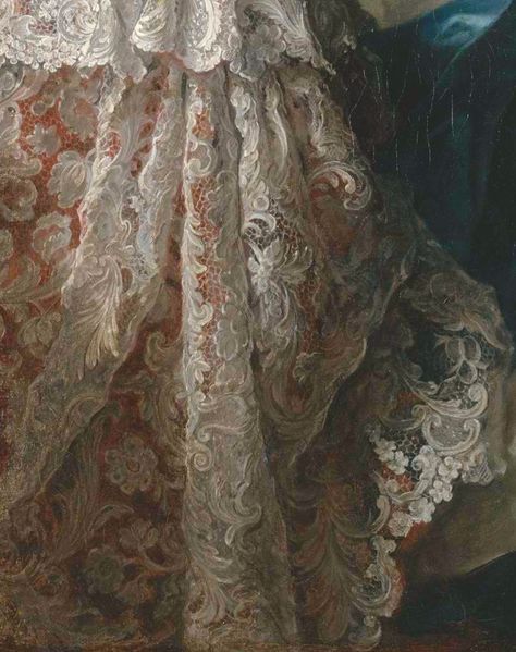 Lace detail from the boudoir in the painting “Madame Marsollier and Her Daughter” by Jean Marc Nattier (1749) Lace Painting, Jean Marc, Linens And Lace, Clothing Details, Detail Art, Antique Lace, Historical Fashion, Rococo, Vintage Lace