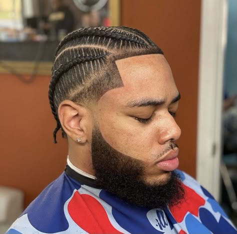 Cornrows With Temp Fade, Cornrow With Fade, Taper Fade Haircut Braids, Cornrows With Low Taper, Drop Fade Cornrows, Corn Rolls Men, Temp Fade With Braids, Low Taper Braids, Men Short Braids Hairstyles